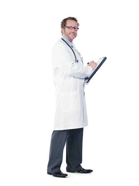 Porträt eines Arztes, der Notizen macht — Stockfoto