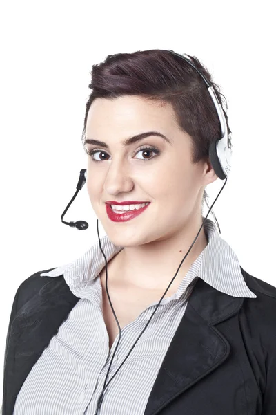 Moderna mujer de negocios con auriculares —  Fotos de Stock