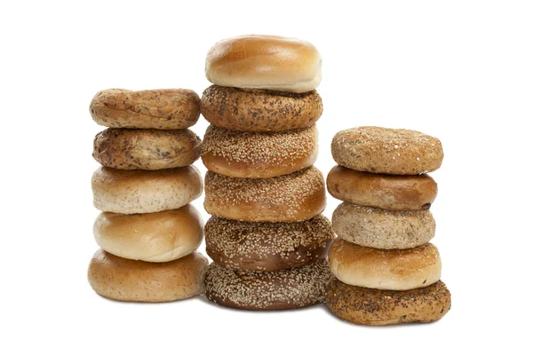 Pila di deliziosi bagel — Foto Stock