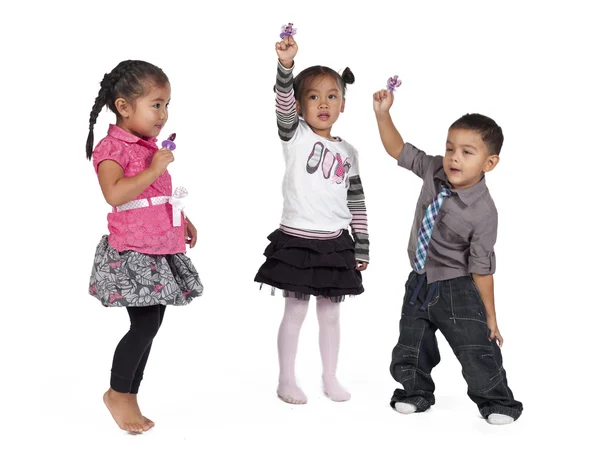 Asian children holding purple flower — Stock Photo, Image