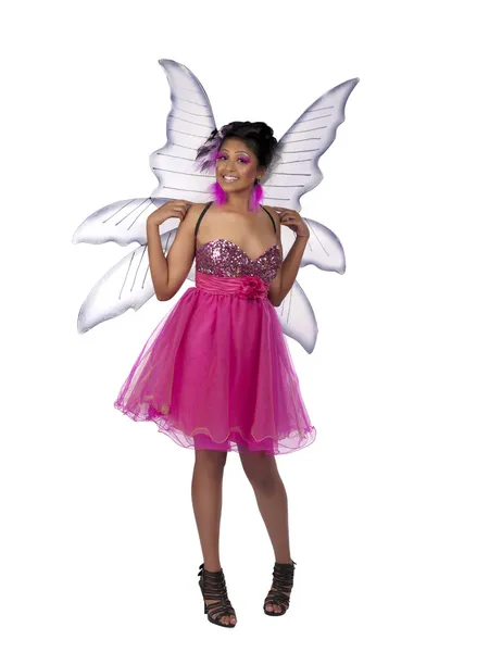 Lady smiling while wearing a fairy dress — Stock Photo, Image