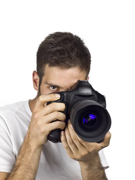 Photographer looking to camera Stock Image