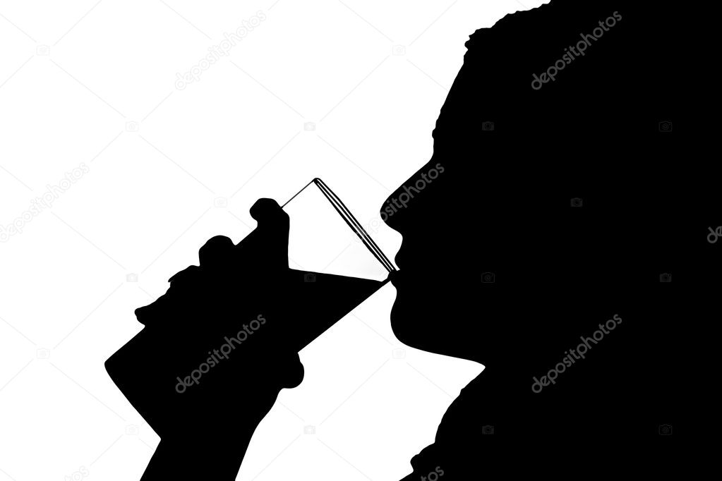 silhouette of woman drinking