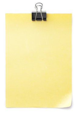paperclip on yellow note clipart