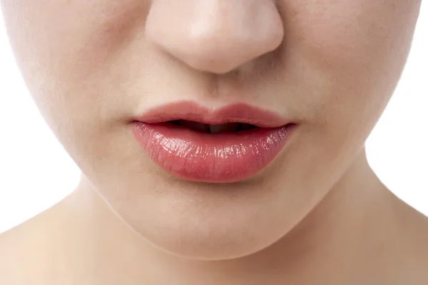 Lábios de uma fêmea — Fotografia de Stock