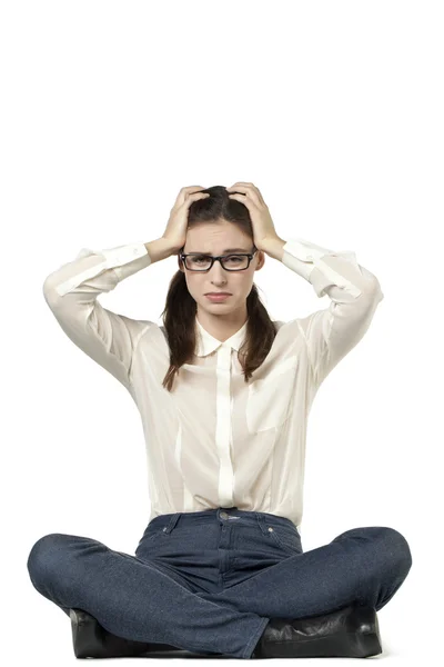 Disgusted nerd woman — Stock Photo, Image