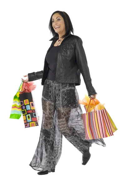 Mujer feliz con bolsas de compras —  Fotos de Stock