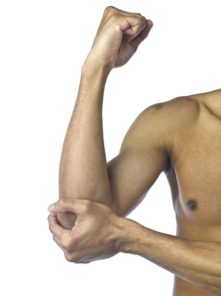Man suffering elbow pain — Stock Photo, Image