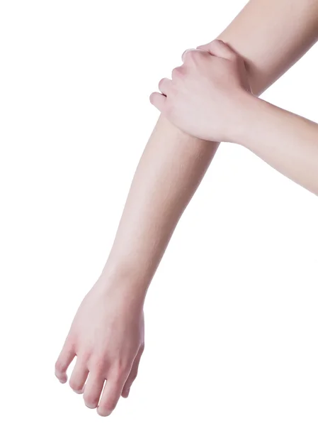 Suffering elbow pain — Stock Photo, Image