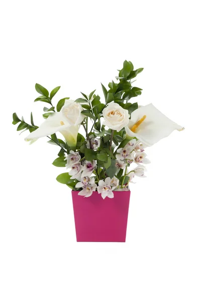 Variedade de flores em vaso de flores — Fotografia de Stock