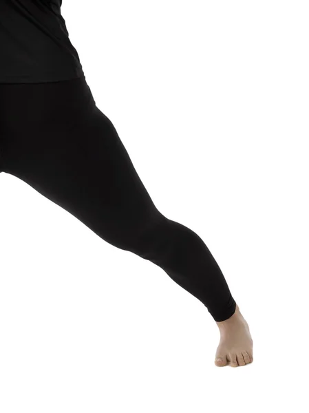 Schenkel der Frau in schwarzen Leggings — Stockfoto