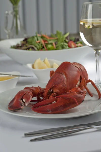 Une assiette avec un repas de homard — Photo