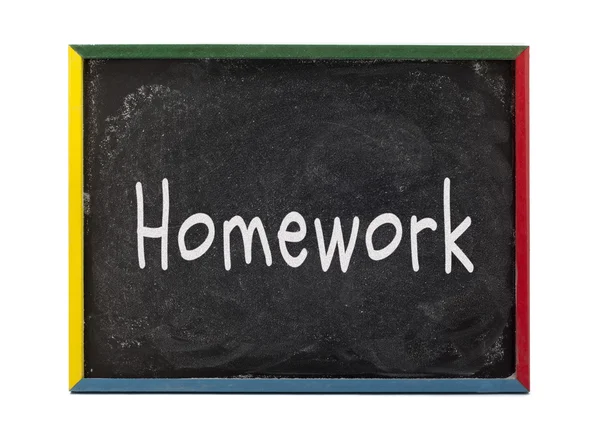 Homework written on slate board — Stock Photo, Image