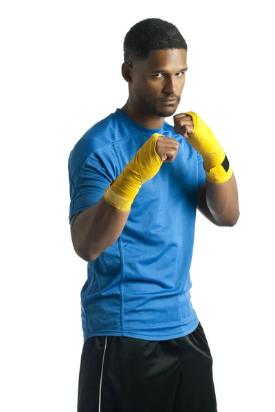 Homem escuro treinamento de boxe — Fotografia de Stock