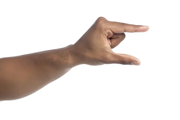 Menschliche Hand hält unsichtbaren Gegenstand — Stockfoto