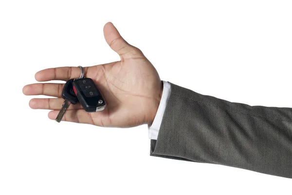 Key on the hand of a businessman — Stock Photo, Image