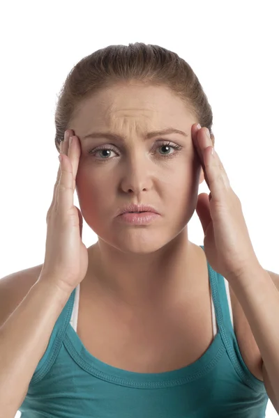 Kobieta w ból głowy — Zdjęcie stockowe