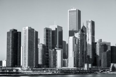 black and white image of building of chicago clipart