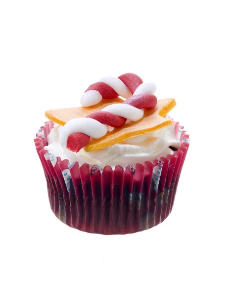 Şeker kamışı yılbaşı cupcake — Stok fotoğraf