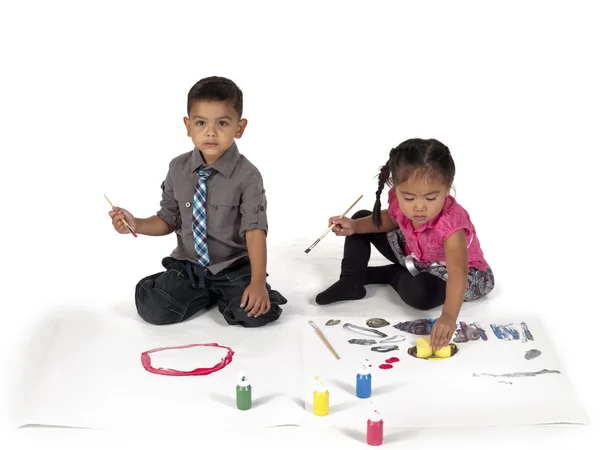 Asian kids painting — Stock Photo, Image