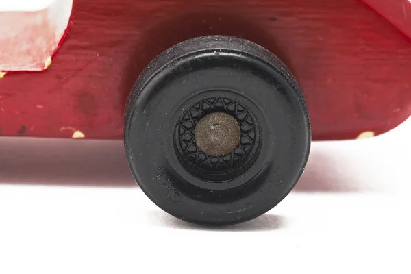 Cropped shot of tires of a toy car — Stock Photo, Image