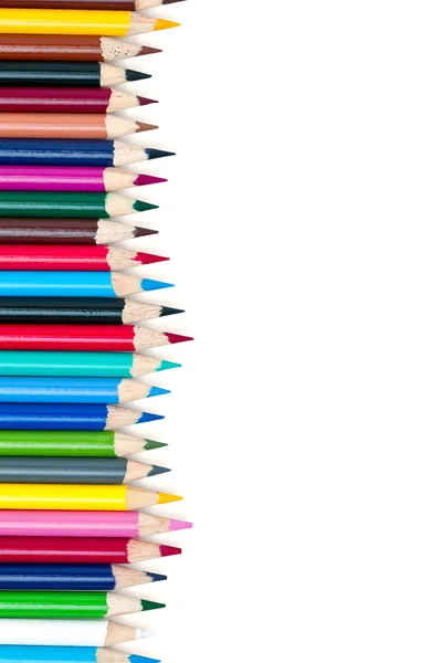 Verticale rij van kleurpotloden — Stockfoto