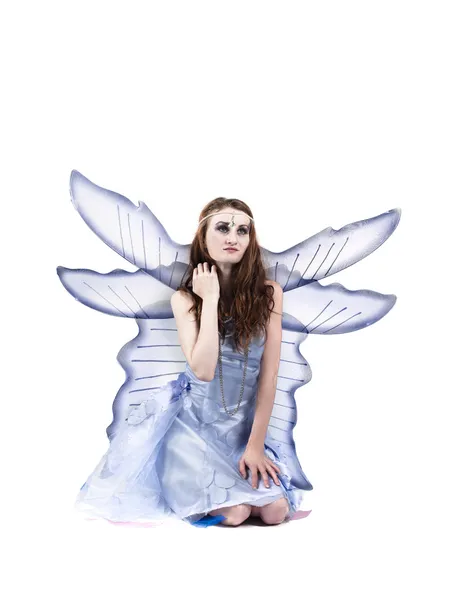 Woman in fairy costume contemplating — Stock Photo, Image