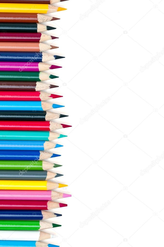 vertical row of coloured pencils