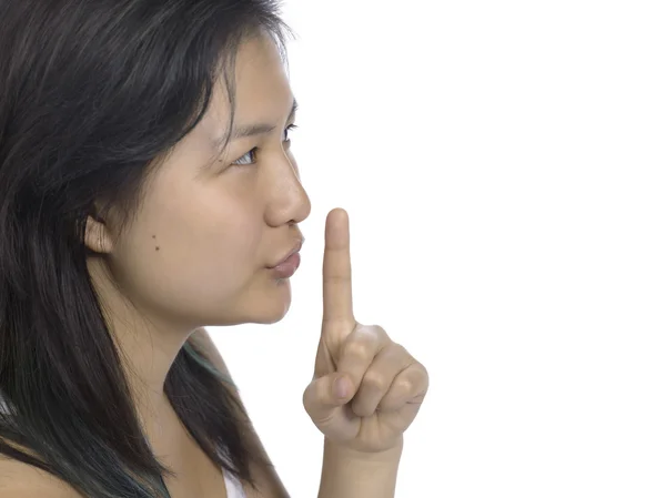 Girl making a gesture of silence — Stock Photo, Image