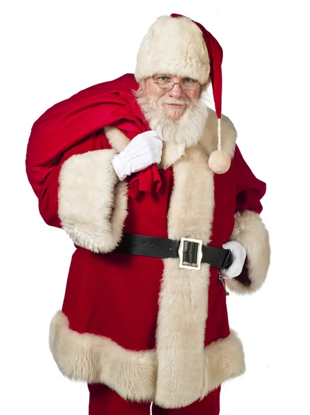 Santa claus met geschenk tas — Stockfoto