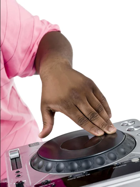 512 dj spinning on the turntable — Stock Photo, Image