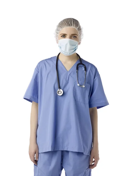 534 kvinnlig sjuksköterska bär ansiktsmask — Stockfoto