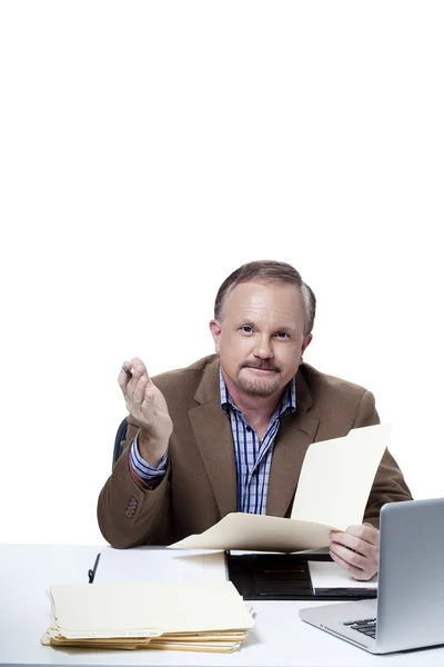 Portrait of a mature businessman holding a file — Stock Photo, Image