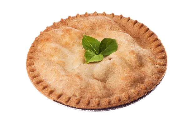 Яблочный пирог украшенный листьями — стоковое фото