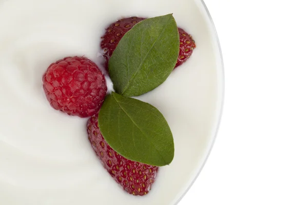 Strawberry with white cream — Stock Photo, Image