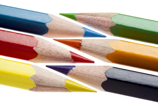 258 color pencils on white background — Stock Photo, Image
