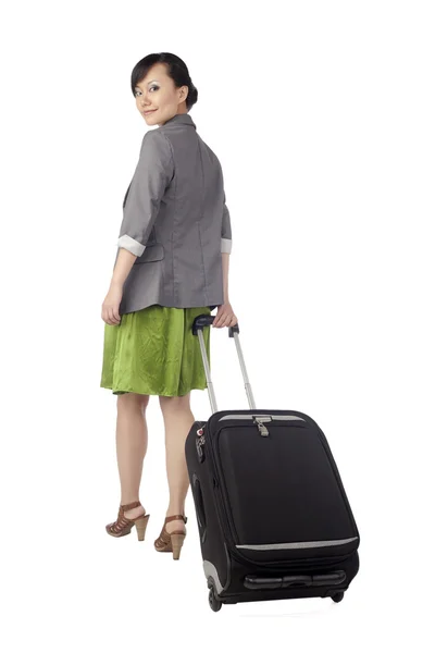 Mujer viajero con equipaje — Foto de Stock