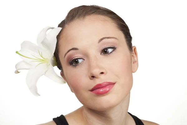 263 Porträt der schönen Teenie-Mädchen auf weißem Hintergrund — Stockfoto