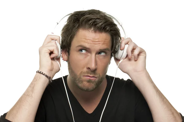 277 człowiek noszenie słuchawek — Zdjęcie stockowe