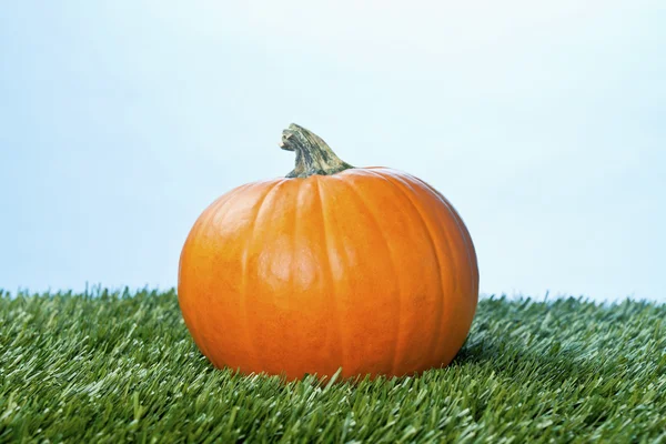 672 weergave van een halloween pompoen over gras — Stockfoto