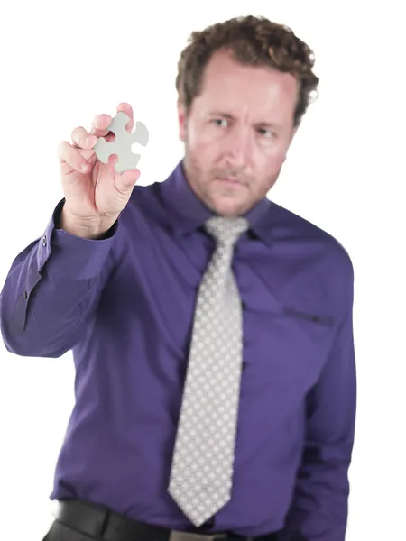 289 doctor holding a puzzle piece — Stock Photo, Image