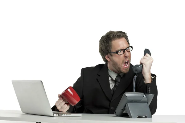 693 businessman yelling on the phone — Stock Photo, Image