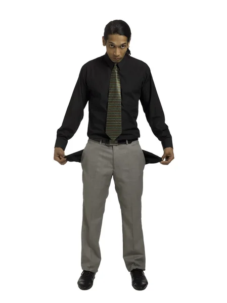 Businessman with empty pockets — Stock Photo, Image