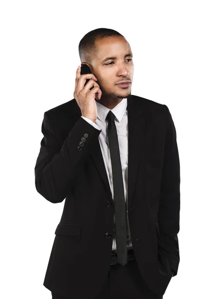 Vista de um homem de negócios falando ao telefone — Fotografia de Stock