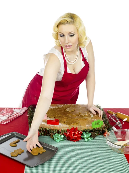 Mujer haciendo galletas de Navidad — Foto de Stock