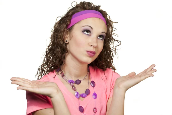 80s girl with hands up — Stock Photo, Image