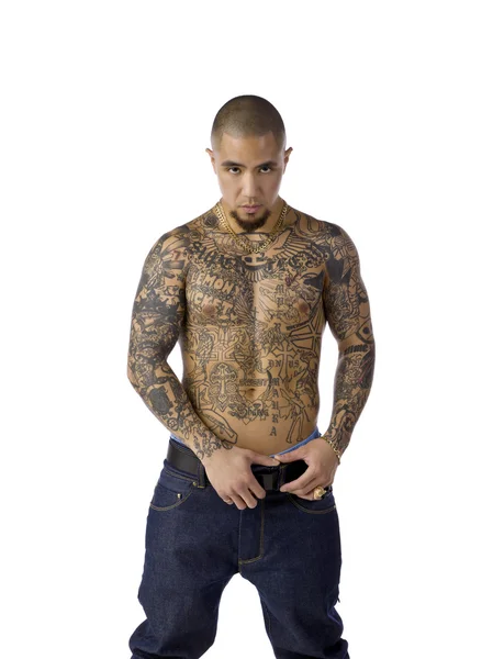 526 man met tattoo — Stockfoto