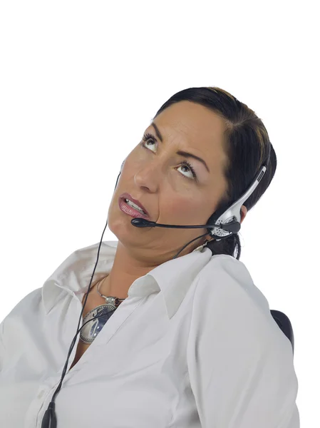Vrouwelijke telefoon operator benadrukt — Stockfoto
