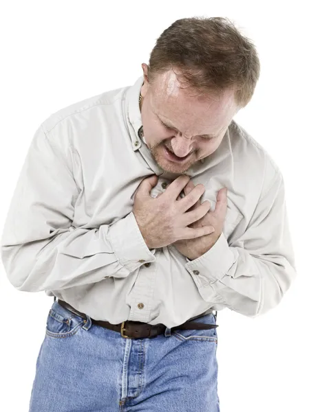 Old man clutching his chest — Stock Photo, Image