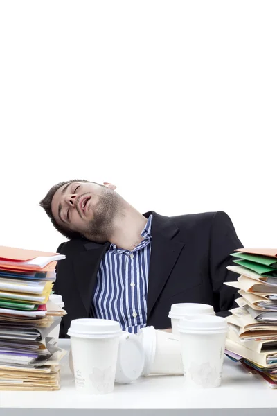 Hombre de negocios durmiendo en el trabajo — Foto de Stock